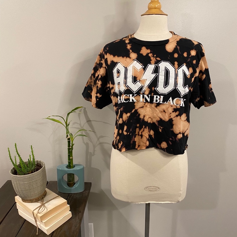 MEDUIM | AC/DC Tie Dye Crop Top | Bleach Dye
